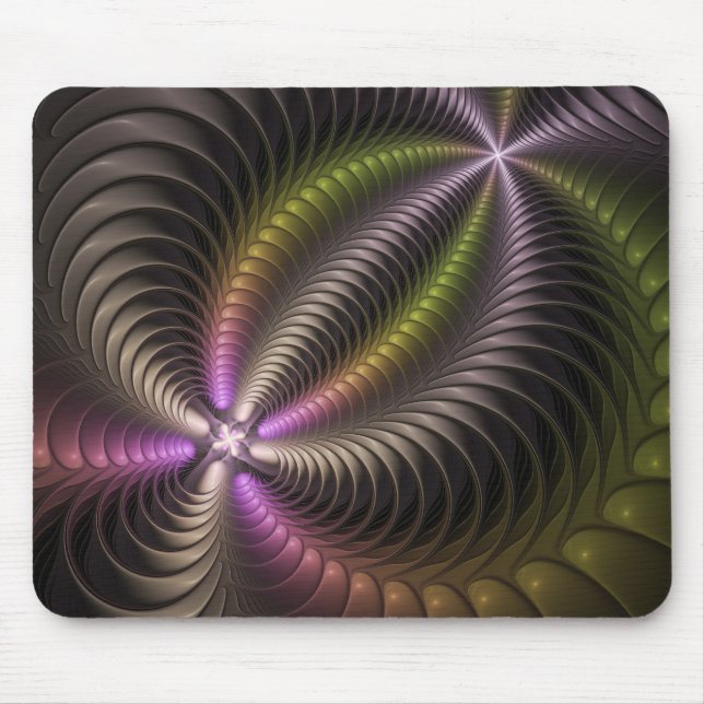 Abstract Shiny Trippy Colourful 3D Fractal Art Mouse Mat (Front)