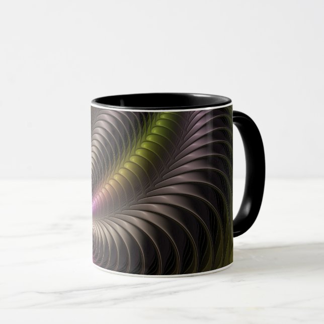 Abstract Shiny Trippy Colourful 3D Fractal Art Mug (Front Right)