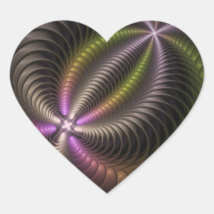 Abstract Shiny Trippy Colourful 3D Fractal Art Nam Heart Sticker