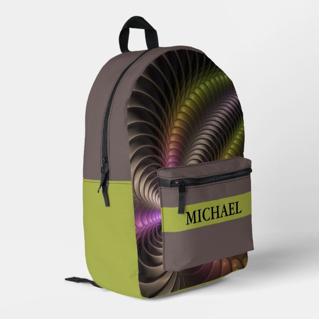 Abstract Shiny Trippy Colourful 3D Fractal Art Nam Printed Backpack (Back Corner Left)
