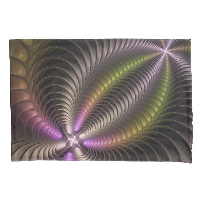 Abstract Shiny Trippy Colourful 3D Fractal Art Pillowcase (Front)