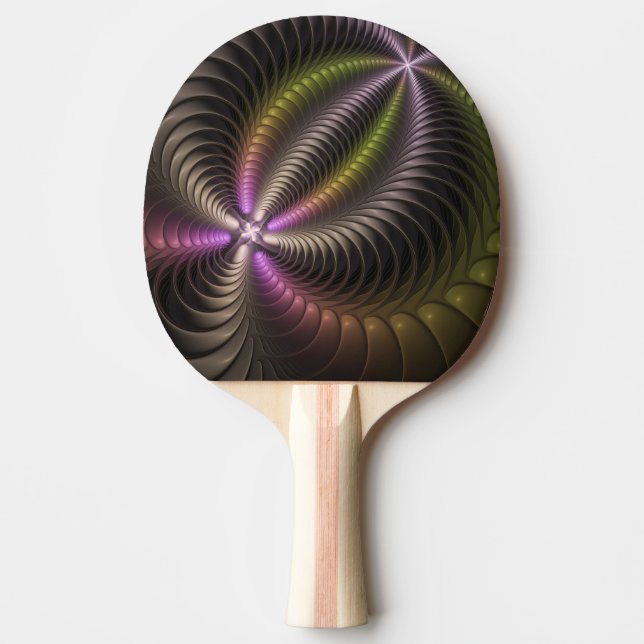 Abstract Shiny Trippy Colourful 3D Fractal Art Ping Pong Paddle (Front)