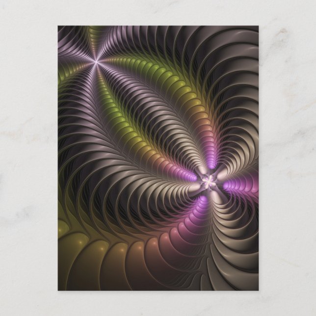 Abstract Shiny Trippy Colourful 3D Fractal Art Postcard (Front)