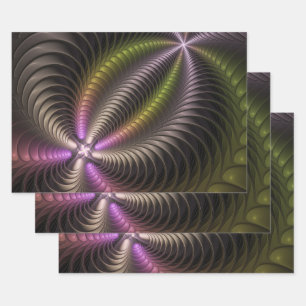 Abstract Shiny Trippy Colourful 3D Fractal Art Wrapping Paper Sheet