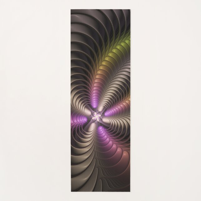 Abstract Shiny Trippy Colourful 3D Fractal Art Yoga Mat (Front)