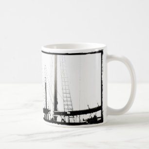 Abstract Ship's Masts in Maine Black and White Coffee Mug