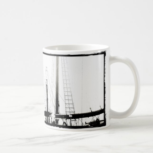 Abstract Ship's Masts in Maine Black and White Coffee Mug (Right)