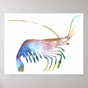 Abstract Shrimp silhouette Poster