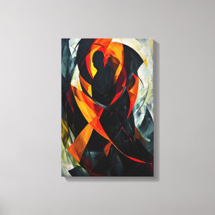 Abstract Silhouette in Fiery Red and Black Art Canvas Print