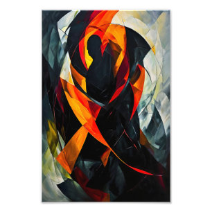 Abstract Silhouette in Fiery Red and Black Art Photo Print