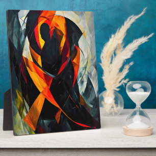 Abstract Silhouette in Fiery Red and Black Art Plaque