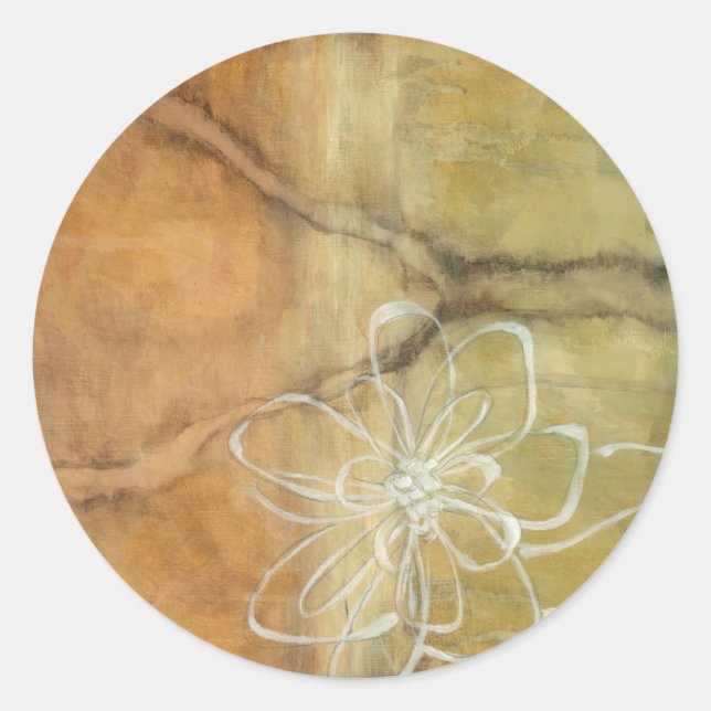 Abstract Silhouette Painting on Tan Background Classic Round Sticker (Front)