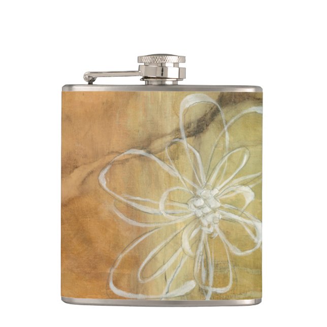 Abstract Silhouette Painting on Tan Background Hip Flask (Front)
