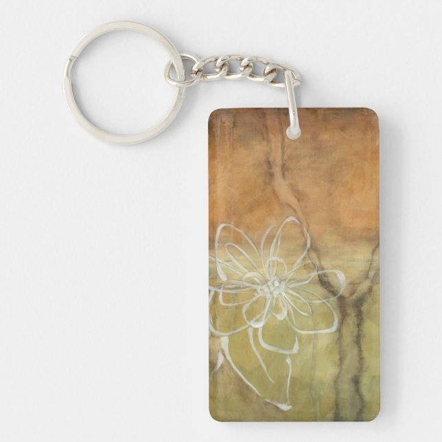 Abstract Silhouette Painting on Tan Background Key Ring (Front)