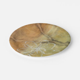 Abstract Silhouette Painting on Tan Background Paper Plate