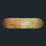 Abstract Silhouette Painting on Tan Background Skateboard<br><div class="desc">The background of this Jennifer Goldberger painting looks like a table with a forked crack in it. There is also an abstract silhouette of a flower done in white paint,  just barely overriding the brown background.</div>