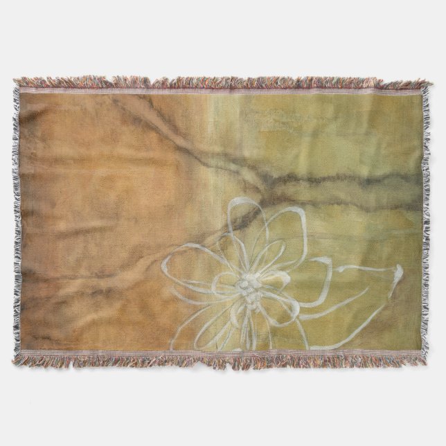 Abstract Silhouette Painting on Tan Background Throw Blanket (Front)