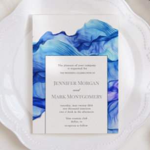 Abstract Silk Blue Wedding Invitation