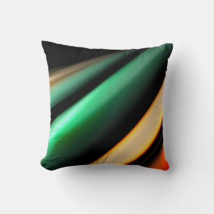 Abstract silk smooth lines on black, multicolored cushion