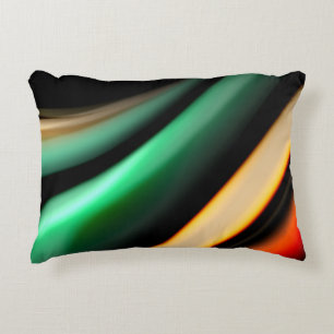 Abstract silk smooth lines on black, multicolored decorative cushion