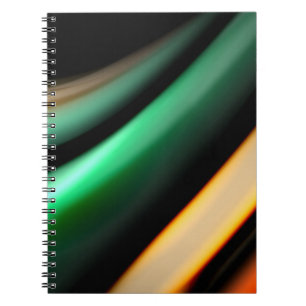 Abstract silk smooth lines on black, multicolored  notebook