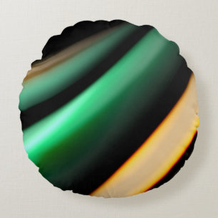 Abstract silk smooth lines on black, multicolored round cushion