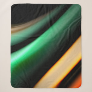 Abstract silk smooth lines on black, multicolored  sherpa blanket