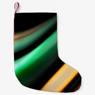 Abstract silk smooth lines on black, multicolored small christmas stocking