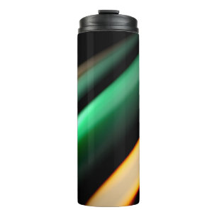 Abstract silk smooth lines on black, multicolored thermal tumbler