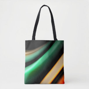 Abstract silk smooth lines on black, multicolored tote bag