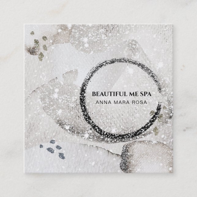 *~* Abstract Silver Black Glitter Business Card (Front)