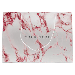 Abstract Silver Blush Marble Metallic Burgundy VIP Large Gift Bag