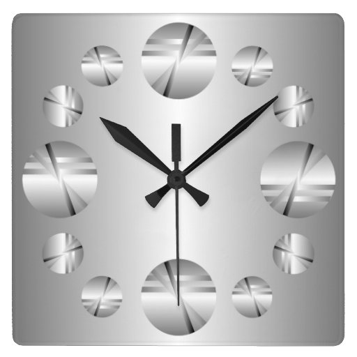 Image of Abstract Silver Metallic Print Wall Clock