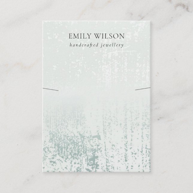 Abstract Silver Rain Aqua Texture Necklace Display Business Card (Front)