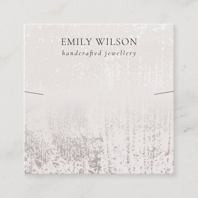 Abstract Silver Rainfall Necklace Band Template Square Business Card (Front)