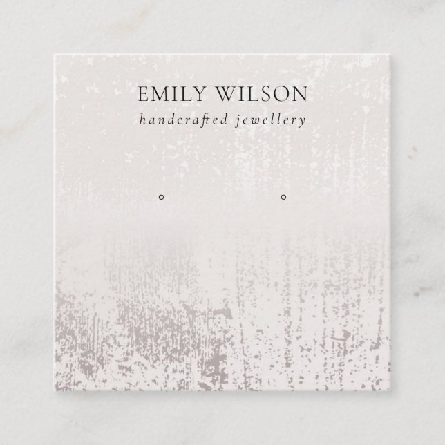Abstract Silver Rose Gold Stud Earring Display  Square Business Card (Front)