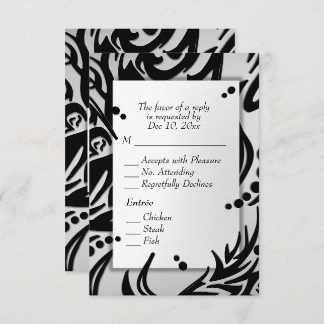 Abstract Silver Tribal with Menu RSVP (Front/Back)
