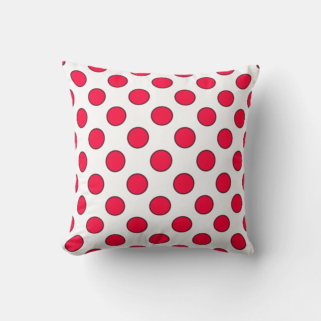 Abstract simple stylish red white polka dots circl cushion (Front)