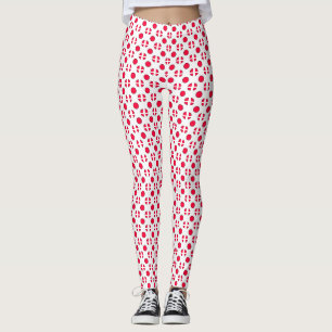 Abstract simple stylish red white polka dots circl leggings