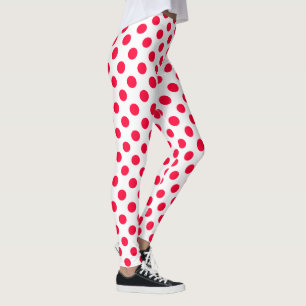 Abstract simple stylish red white polka dots leggings