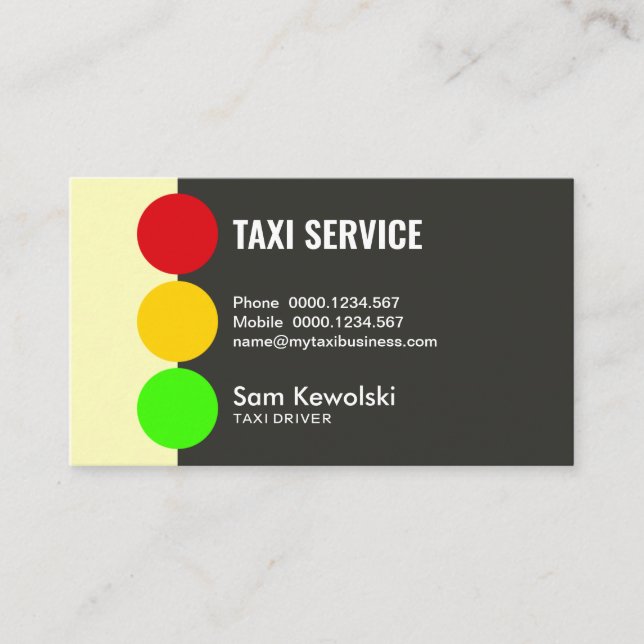 Abstract Simple Traffic Lights Signal Taxi Service Business Card (Front)