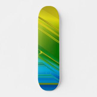 Abstract Skate Green Yellow And Blue Neon Skateboard
