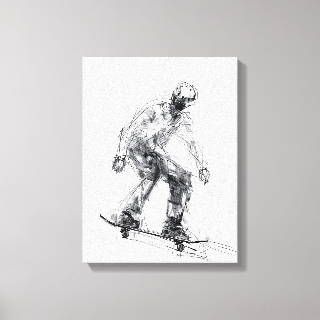 Abstract Skater in Motion Canvas Print (Front)