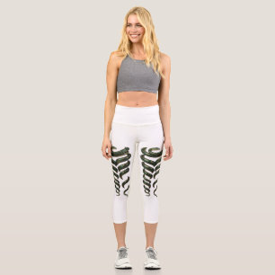 Abstract Skeletal Art - High Waisted Women's Capri Leggings