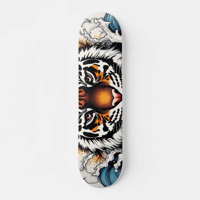 Abstract Sketch Tiger in Water Skateboard (Front)