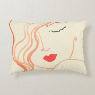 Abstract sketch woman face decorative cushion