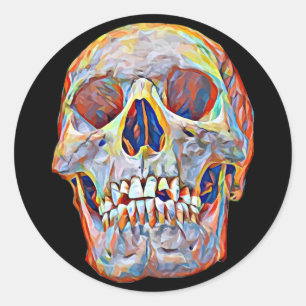 Abstract skull art anthropology human anatomy classic round sticker