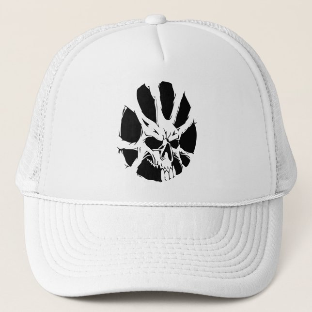 Abstract Skull Roots: Dark Art Trucker Hat (Front)