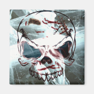 Abstract Skull Square Magnet – Gothic Art Decor