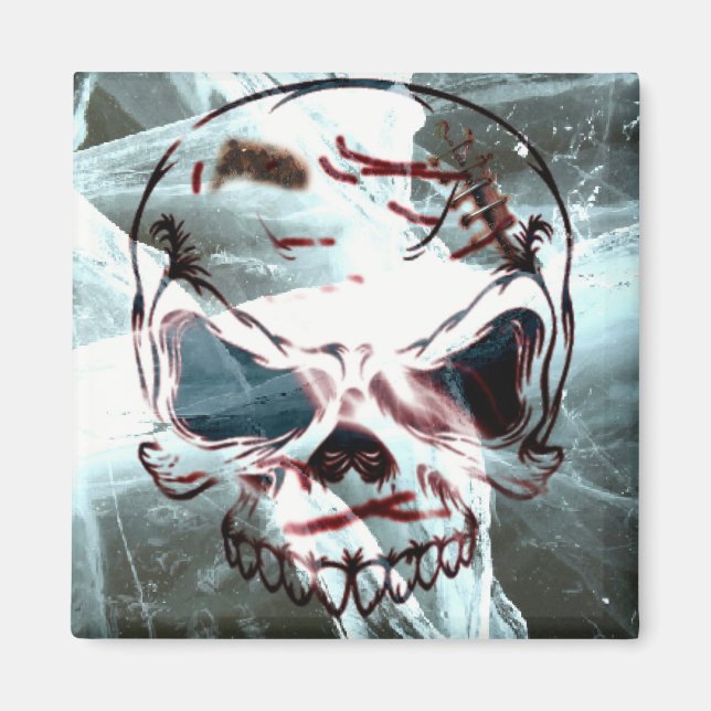 Abstract Skull Square Magnet – Gothic Art Decor (Front)